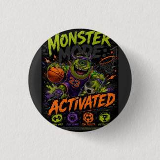 Badge Rond 2,50 Cm Mode Monstre Activé – Monstre de Sport Basket