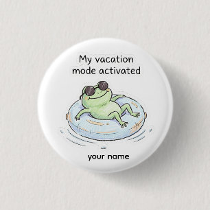 Badge Rond 2,50 Cm Mode Vacances Grenouille Mignonne Activé Été Drôle