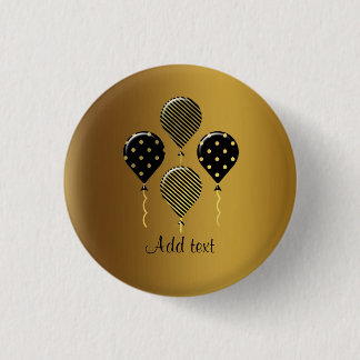 Badge Rond 2,50 Cm Modèle de ballons de fête d'or et de noir