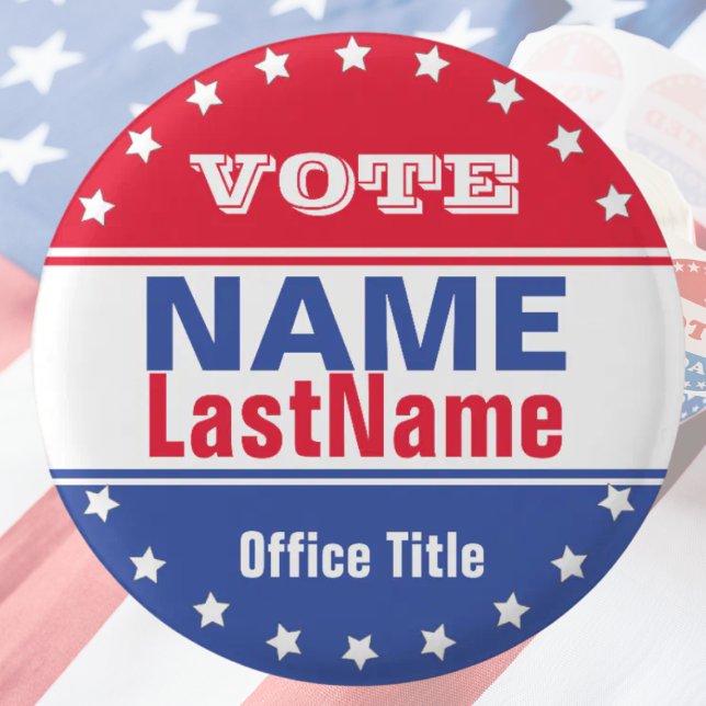 Badge Rond 2,50 Cm Modèle de campagne personnalisée pour les élection (Créateur téléchargé)