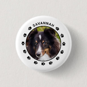Badge Rond 2,50 Cm Modèle de photo de chien personnalisé avec des pat