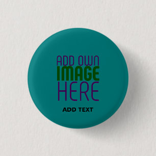BADGE ROND 2,50 CM MODELE DE TEXTE D'IMAGE VERT TEAL MODIFIABLE MODER
