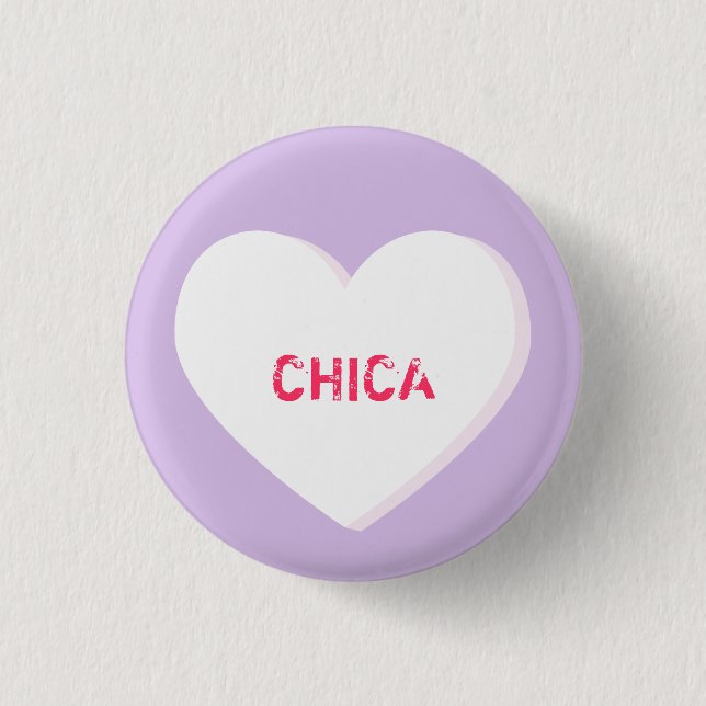 Badge Rond 2,50 Cm Modèle du coeur de conversation blanc (Devant)