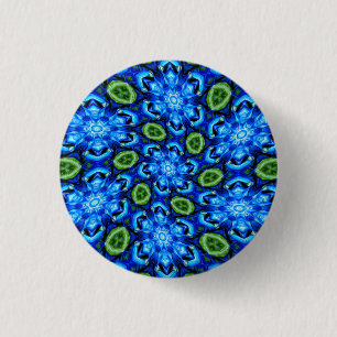 Badge Rond 2,50 Cm Modèle Floral bleu Abstrait