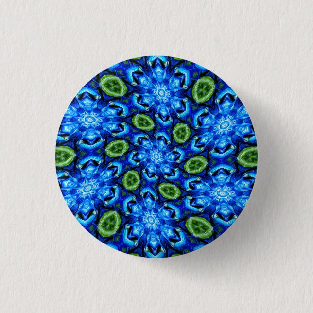 Badge Rond 2,50 Cm Modèle Floral bleu Abstrait (Devant)