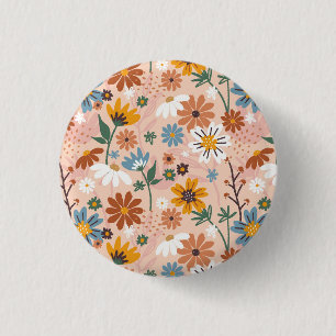 Badge Rond 2,50 Cm Modèle floral peint à la main-23136