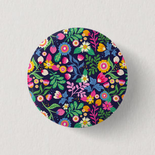 Badge Rond 2,50 Cm Modèle floral peint à la main exotique-48330