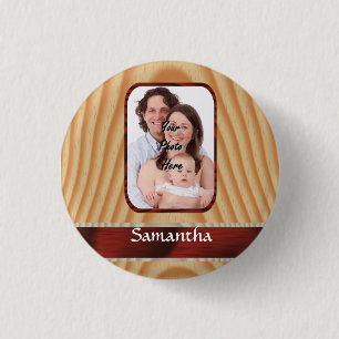 Badge Rond 2,50 Cm Modèle photo de bois Faux