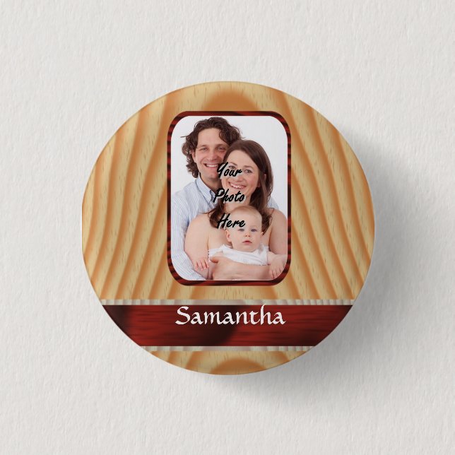 Badge Rond 2,50 Cm Modèle photo de bois Faux (Devant)