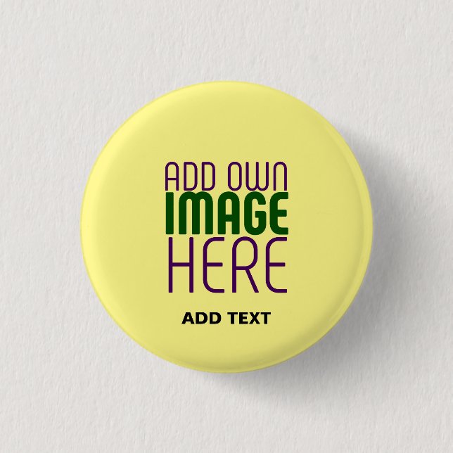 BADGE ROND 2,50 CM MODÈLE TEXTE MODERNE PASTEL JAUNE D'IMAGE (Devant)
