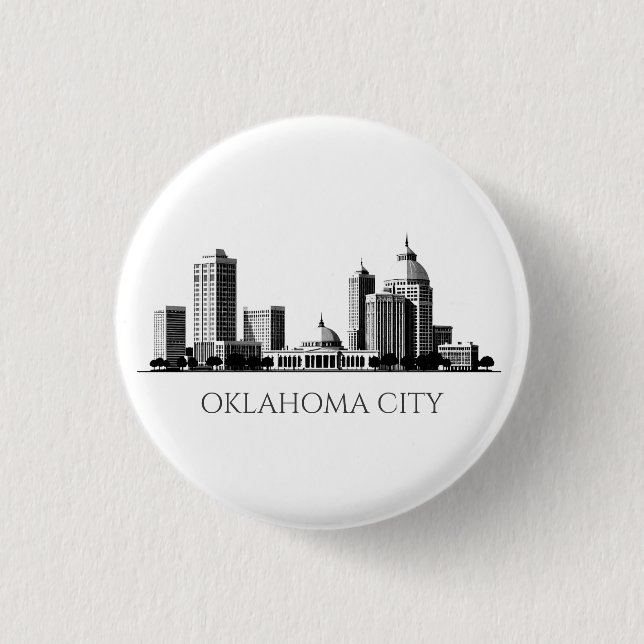 Badge Rond 2,50 Cm Modern Oklahoma City Stylized Skyline (Devant)