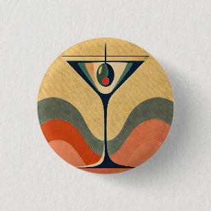 Badge Rond 2,50 Cm Moderne du milieu du siècle "vague de martini aux