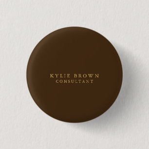 Badge Rond 2,50 Cm Moderne et élégant Brown Gold Professional