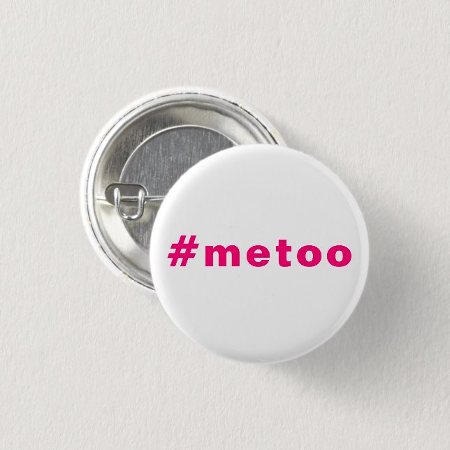 Badge Rond 2,50 Cm moi aussi, #metoo, pride rose magenta fuchsia blan (Devant & derrière)