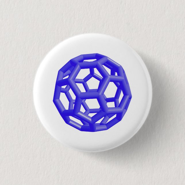 Badge Rond 2,50 Cm Molécule de Buckminsterfullerene (bleue) (Devant)