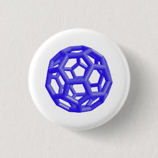 Badge Rond 2,50 Cm Molécule de Buckminsterfullerene (bleue)