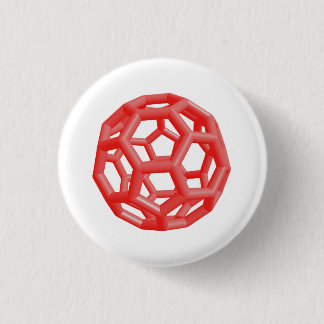 Badge Rond 2,50 Cm Molécule de Buckminsterfullerene (rouge)