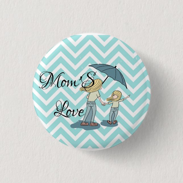 Badge Rond 2,50 Cm Moms love cité turquoise vert maman et fille (Devant)