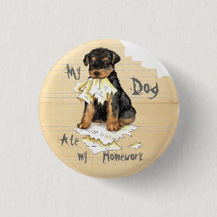 Badge Rond 2,50 Cm Mon Airedale A Mangé Mes Devoirs