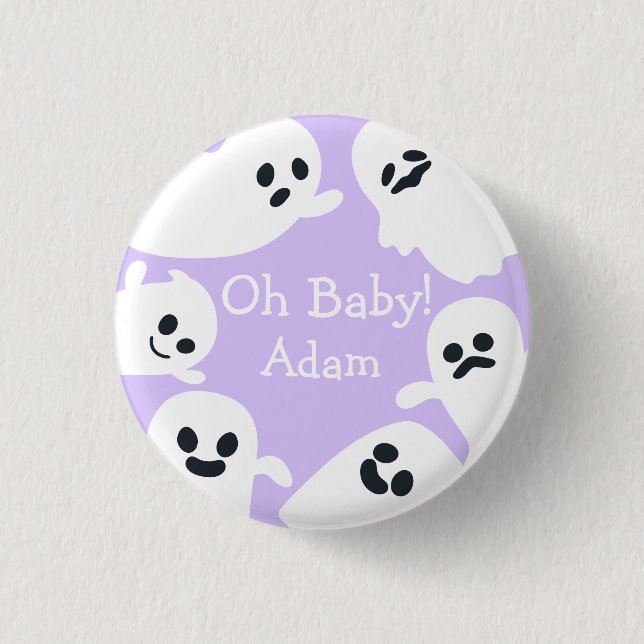 Badge Rond 2,50 Cm Mon bébé ! Baby shower d'automne d'Halloween viole (Devant)