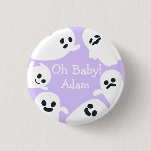 Badge Rond 2,50 Cm Mon bébé ! Baby shower d'automne d'Halloween viole