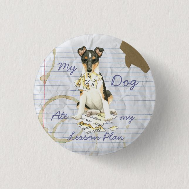 Badge Rond 2,50 Cm Mon Collie lisse Met mon plan de leçon (Devant)