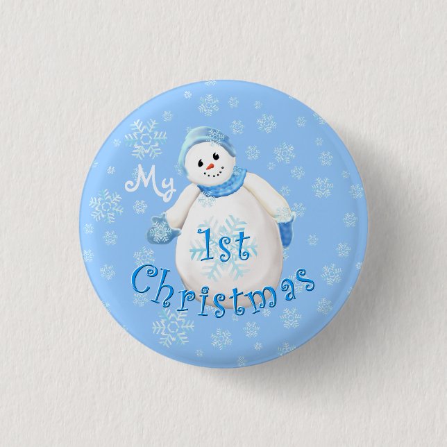 Badge Rond 2,50 Cm Mon ęr bonhomme de neige de Noël (Devant)