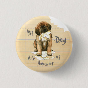 Badge Rond 2,50 Cm Mon Leonberger A Mangé Ma Maison