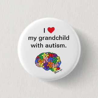Badge Rond 2,50 Cm "Mon petit-enfant avec le bouton d'autisme"