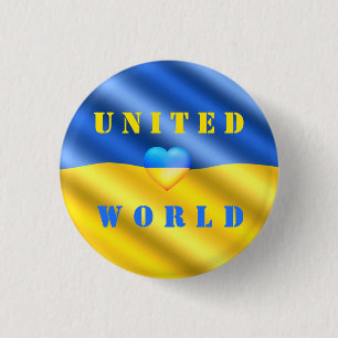 Badge Rond 2,50 Cm Monde uni - Paix - drapeau ukrainien - Liberté