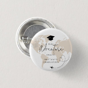 Badge Rond 2,50 Cm Mondial Map voyage aventure commence Graduation