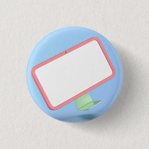 Badge Rond 2,50 Cm Moniteur d'ordinateur de style dessin animé