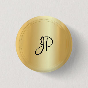 Badge Rond 2,50 Cm Monogram Gold Look Elegant Modèle moderne