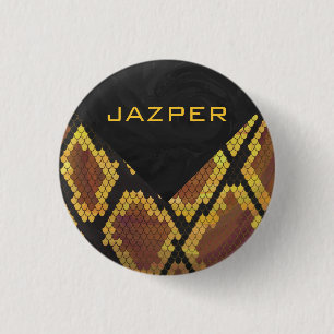 Badge Rond 2,50 Cm Monogram Snake Brown et Gold Print