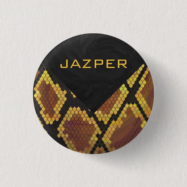 Badge Rond 2,50 Cm Monogram Snake Brown et Gold Print (Devant)