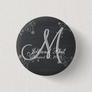 Badge Rond 2,50 Cm Monogramme 3d Rustique Chalkboard