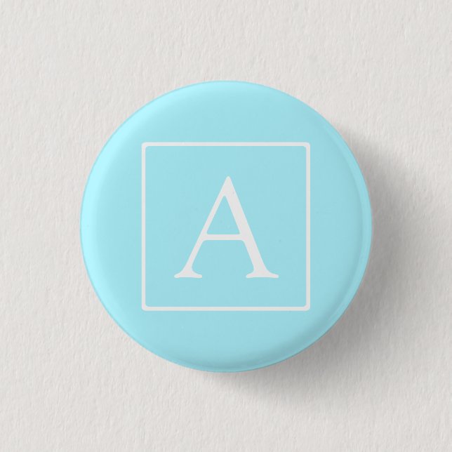 Badge Rond 2,50 Cm Monogramme bleu ciel simple (Devant)