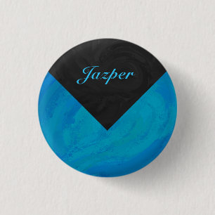 Badge Rond 2,50 Cm Monogramme bleu océan et noir