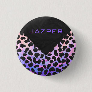 Badge Rond 2,50 Cm Monogramme Dalmatien noir et rose