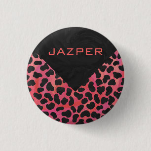 Badge Rond 2,50 Cm Monogramme Dalmatien Noir et Rouge