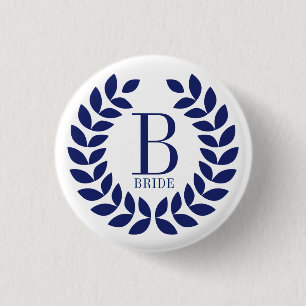 Badge Rond 2,50 Cm Monogramme de couronne bleu marine