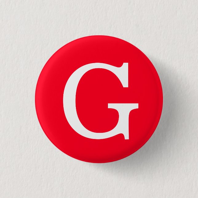 Badge Rond 2,50 Cm Monogramme de lettre initiale rouge blanc simple (Devant)