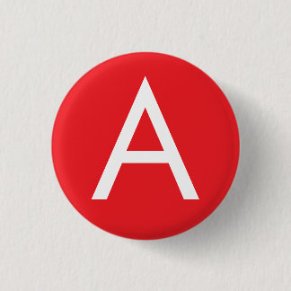 Badge Rond 2,50 Cm Monogramme de lettre initiale rouge blanc simple m