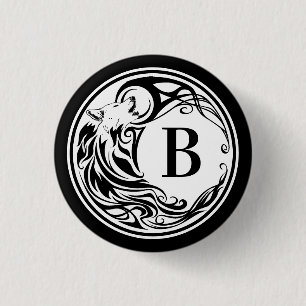 Badge Rond 2,50 Cm Monogramme de loup tribal