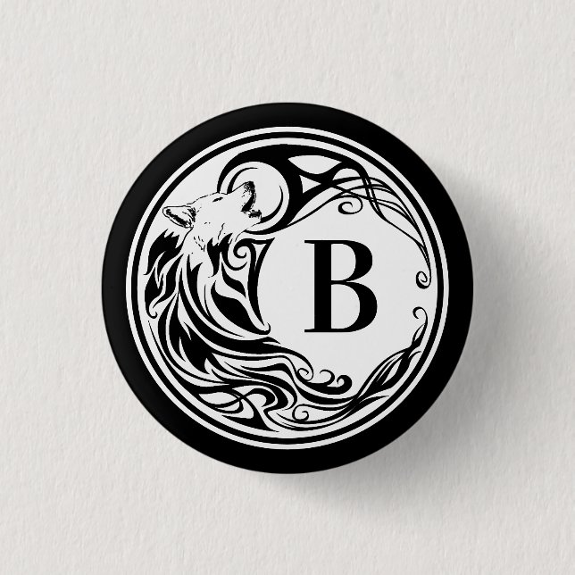 Badge Rond 2,50 Cm Monogramme de loup tribal (Devant)