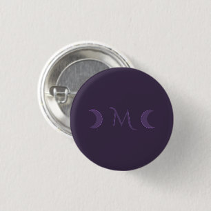 Badge Rond 2,50 Cm Monogramme des lunes de croissant de violet poussi