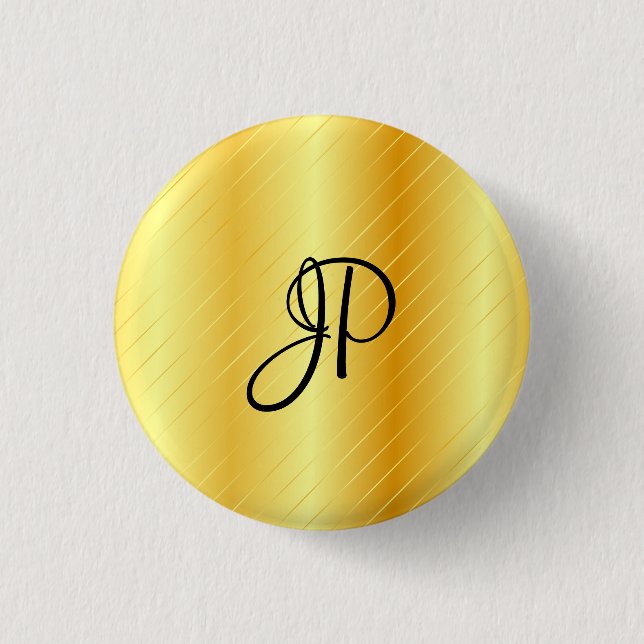 Badge Rond 2,50 Cm Monogramme Elegant Or Look Modèle moderne (Devant)