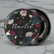 Monogramme floral rouge turquoise foncé