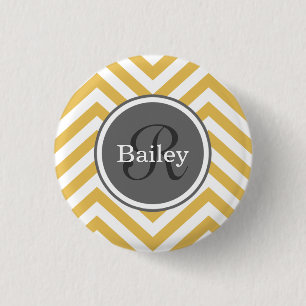 Badge Rond 2,50 Cm Monogramme jaune Chevron