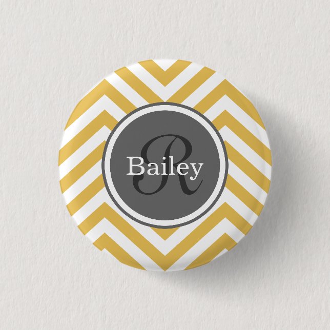Badge Rond 2,50 Cm Monogramme jaune Chevron (Devant)